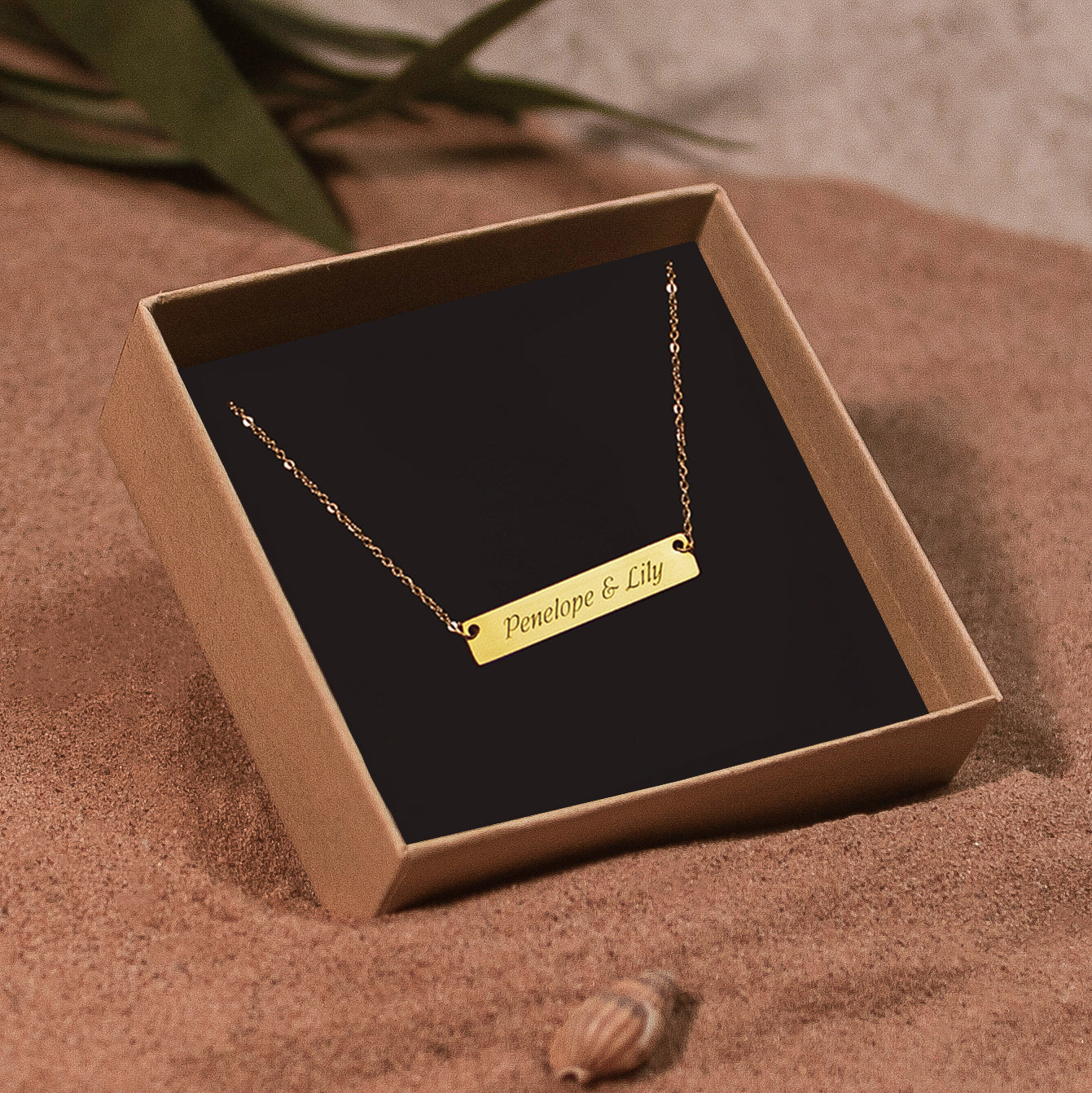 Custom Bar Pendant Necklace in Gold