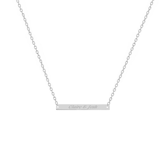 Custom Bar Pendant Necklace in Silver