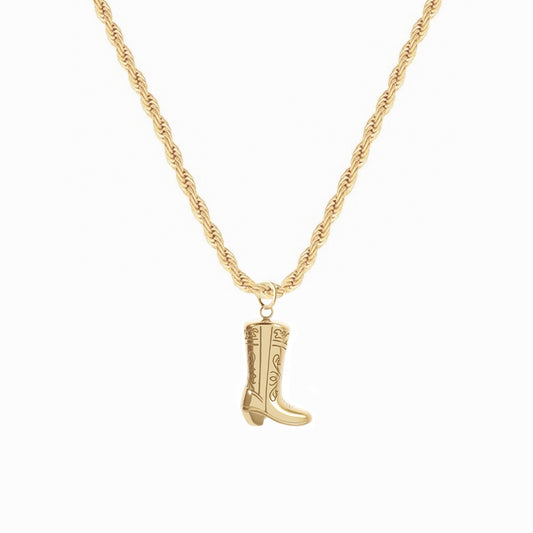 Rodeo Cowboy Boot Necklace - Rope Chain