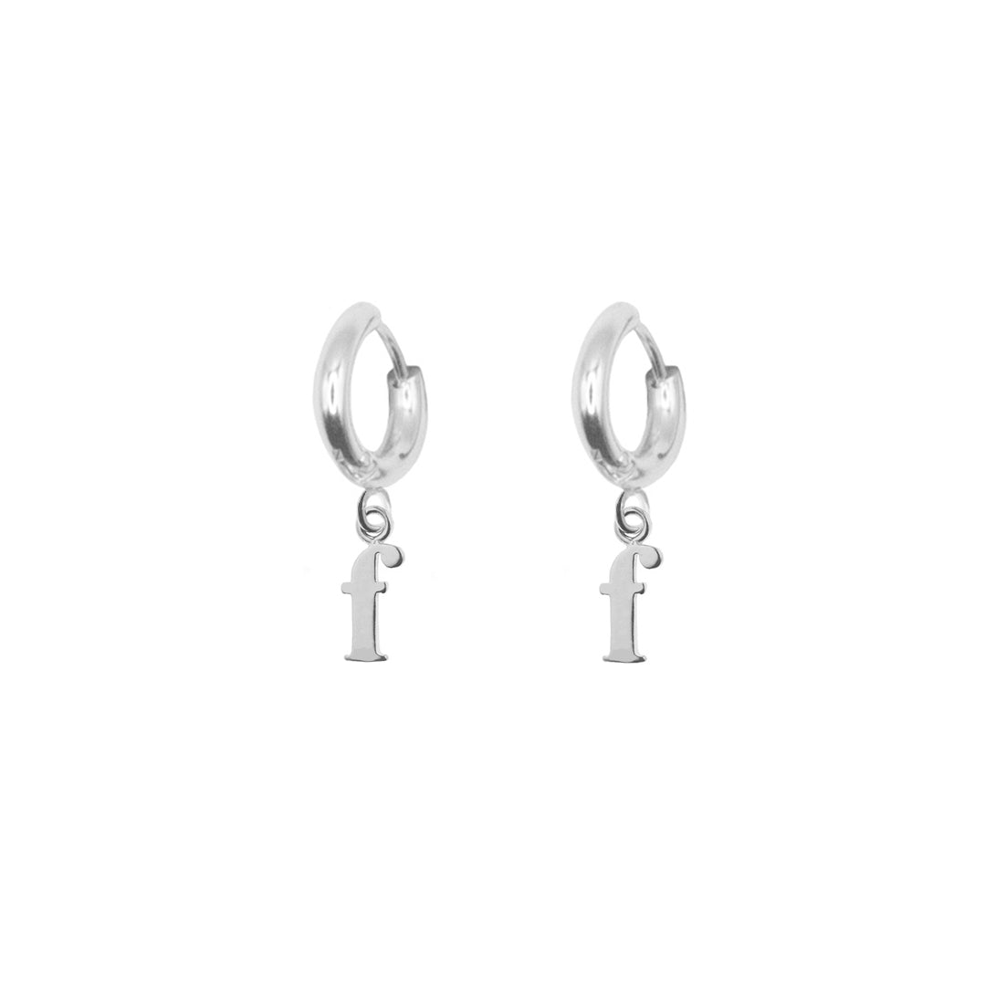 Custom Lowercase Initial Earrings in Silver