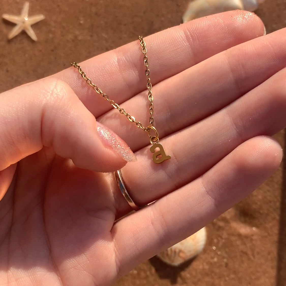 Custom Lowercase Initial Necklace in Gold