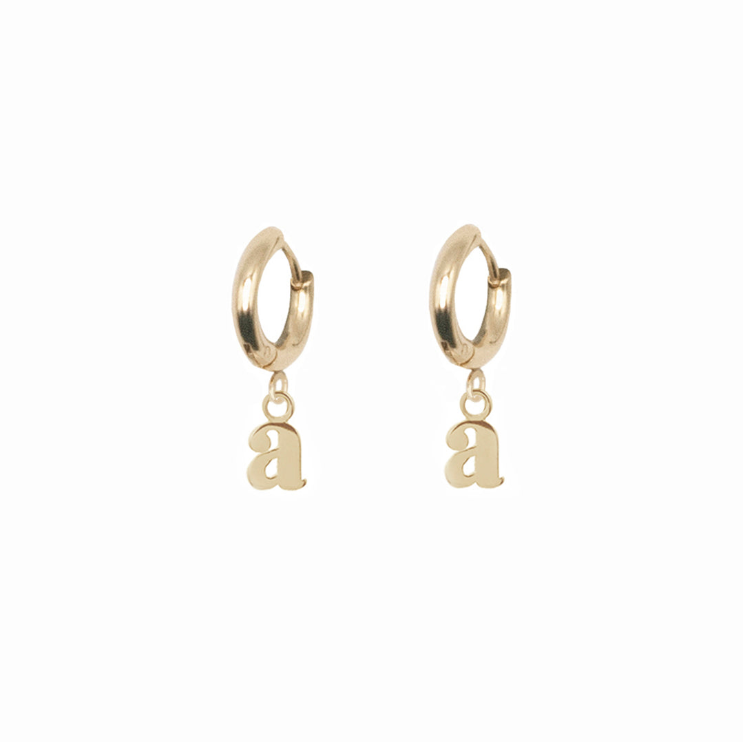 Custom Lowercase Initial Earrings in Gold