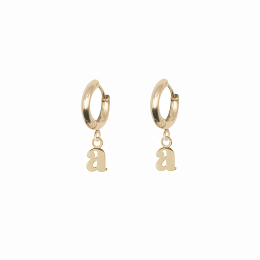 Custom Lowercase Initial Earrings in Gold