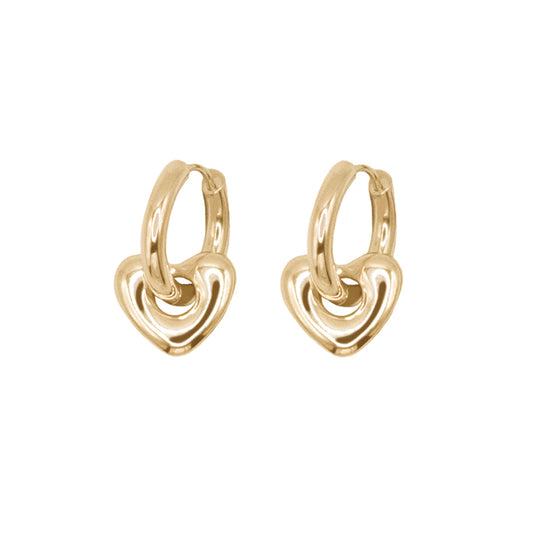 Love Heart Hoops in Gold