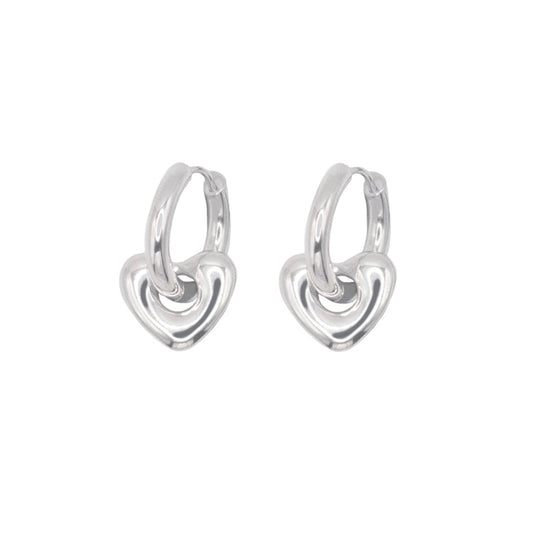 Love Heart Hoops in Silver